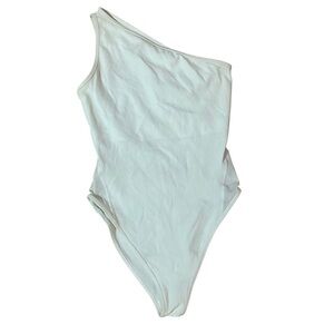 Nike White One Shoulder Bodysuit Size Medium